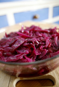 Baked red cabbage in cyder vinegar